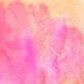 Pink and orange square watercolor stains background