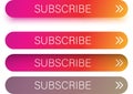 Pink and orange subscribe web buttons isolated on white.