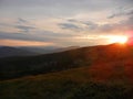 Pink and orange sunset in the mountains Royalty Free Stock Photo