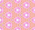 Pink orange vintage kaleidoscope seamless pattern.