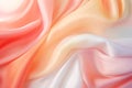 Pink and orange white silk satin fabric waves abstract background, generative AI Royalty Free Stock Photo