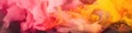 Pink, Orange, Yellow Colors Abstract Painting Background Texture Fumes Panoramic Banner. Generative AI