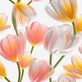 Pink Orange Yellow Tulip Flowers Glitter Super Detail Seamless Background. Generative AI Royalty Free Stock Photo