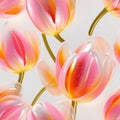 Pink Orange Yellow Tulip Flowers Glitter Super Detail Seamless Background. Generative AI Royalty Free Stock Photo