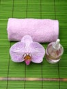 Pink orchid spa setting Royalty Free Stock Photo