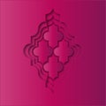 Pink Origami card with geometric graphic arabic arabesque pattern.