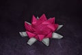 Pink Origami Lotus Flower - Paper Art on Textured Background Royalty Free Stock Photo