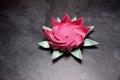 Pink Origami Lotus Flower - Paper Art on Textured Background Royalty Free Stock Photo