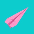 Pink Origami Paper Airplane in Duotone Style. 3d Rendering