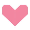 Pink origami paper heart icon. Handmade craft fold. Happy Valentines day sign symbol. Cute graphic shape. Flat design style. Love
