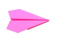 A pink origami plane isolated white