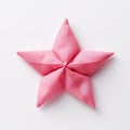Pink Origami Star On White Background - Patricia Piccinini Style