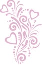Pink ornamental element with hearts for design