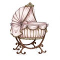 Pink Ornate Baby Cradle Illustration Royalty Free Stock Photo