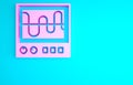 Pink Oscilloscope measurement signal wave icon isolated on blue background. Minimalism concept. 3d illustration 3D