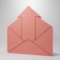Pink Outgoing mail icon isolated on pink background. Envelope symbol. Outgoing message sign. Mail navigation button Royalty Free Stock Photo