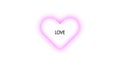 Pink outline of a heart with a love message on a transparent background. Animation of heartbeat background movement