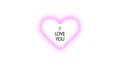 Pink outline of a heart with a romantic inscription on a transparent background. Animation of heartbeat background