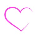 Pink outlined heart shape icon on white background