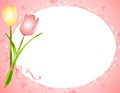 Pink Oval Tulips Flower Frame Border