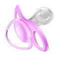 Pink pacifier for baby girl. Vector illustration.