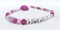 A pink pacifier chain for girls with name Amalia