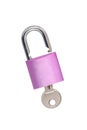 Pink Padlock with keys - lock representing security isolated on a white background Royalty Free Stock Photo