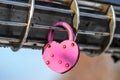 Pink Padlock in the shape of heart Royalty Free Stock Photo