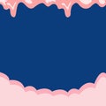 Pink paint dripping blue background. liquid layered colorful painting concept. illustration