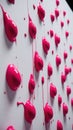 Pink Paint Dripping on White Canvas: Abstract Art and Fluid Dynamics