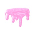 Pink paint nail varnish flowed on white background