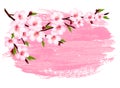 Pink paint sakura branch banner.