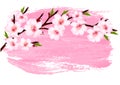 Pink paint sakura branch banner. Royalty Free Stock Photo