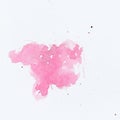 Pink paint splatter. Paint splash on white background. Watercolor texture, effect template Royalty Free Stock Photo