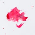 Pink paint splatter. Paint splash on white background. Watercolor texture, effect template Royalty Free Stock Photo