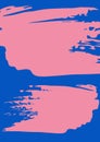 Pink paint splodges with copy space on vibrant blue background