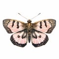 Hyperrealistic Illustration Of A Pink And Black Dingy Skipper Butterfly