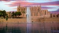 Palma Cathedral with pink sunset sky Royalty Free Stock Photo