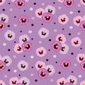 Pink pansies, seamless pattern