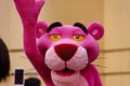 Pink panther during character greeting