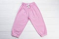 Pink pants with white drawstring Royalty Free Stock Photo