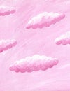 Pink paper background with clouds