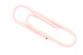 Pink paper clip on a white background, isolate. Top view, flat lay Royalty Free Stock Photo