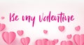 Pink paper elements in the shape of a heart flying on a pink background. Symbols of love for happy women, mother s day Royalty Free Stock Photo