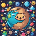 cartoon happy smiling globe