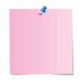 Pink paper note with blue pushpin