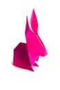 Pink paper rabbit origami isolated on a white background Royalty Free Stock Photo