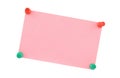 Pink paper sheet pinned