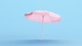 Pink Parasol Beach Umbrella Sunshade Protection Summer Kitsch Blue Background