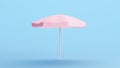 Pink Parasol Beach Umbrella Sunshade Protection Summer Kitsch Blue Background